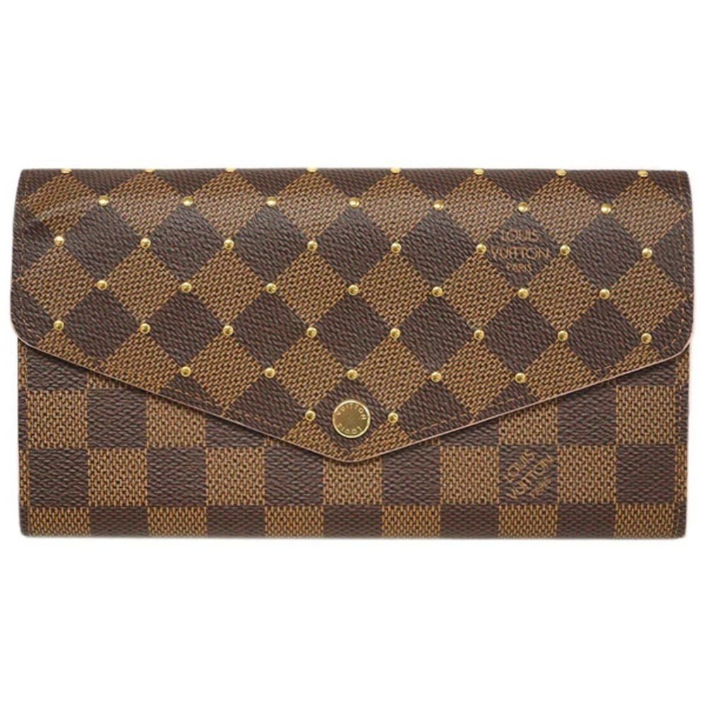 Louis Vuitton wallet Damier Ebene Brown Portefeuille Sarah studded Rose Pink